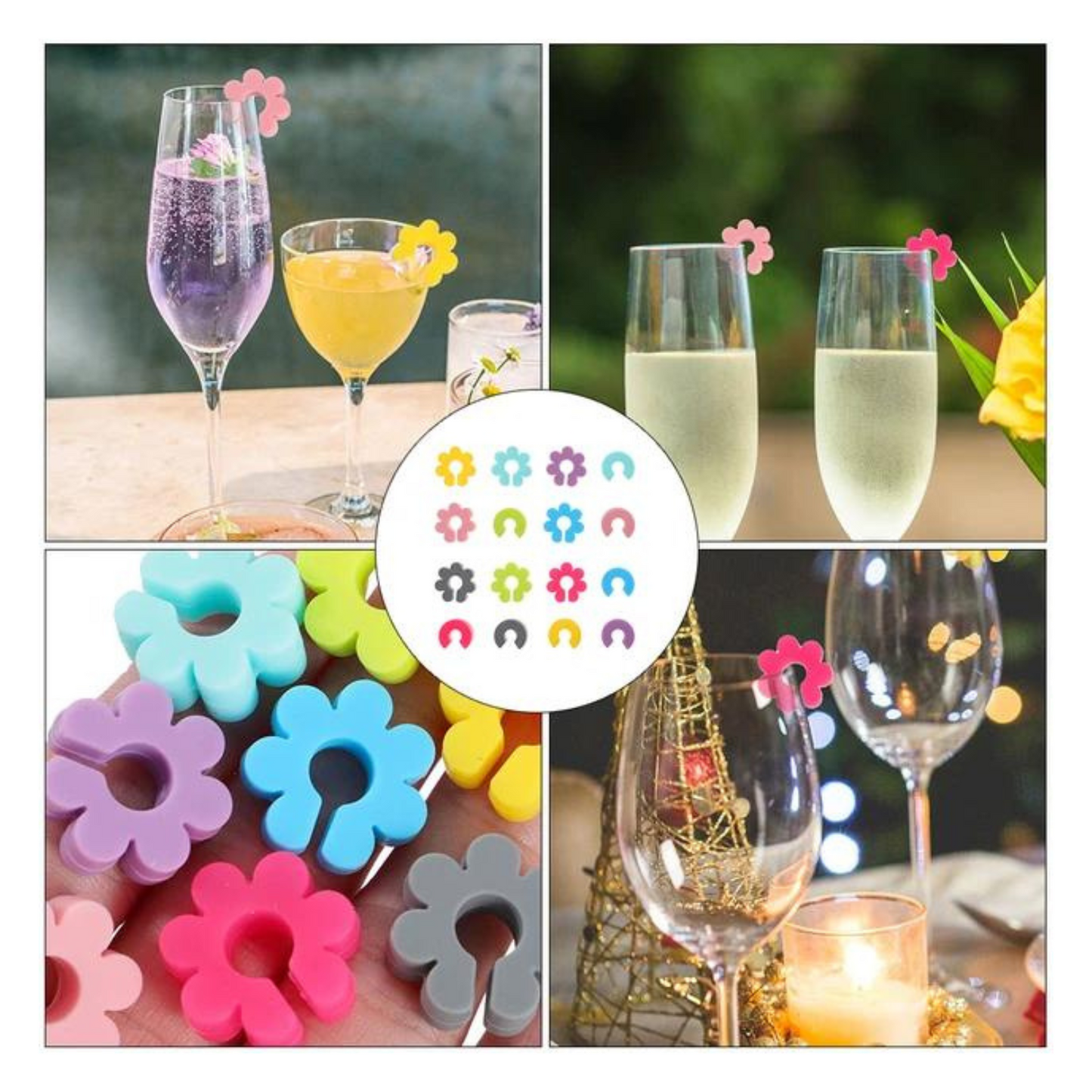 Accesorios de Copas y Vasos - Flores Pack x 6