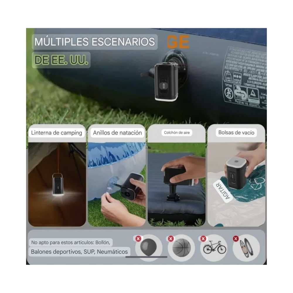 Inflador Eléctrico Multifuncional Recargable
